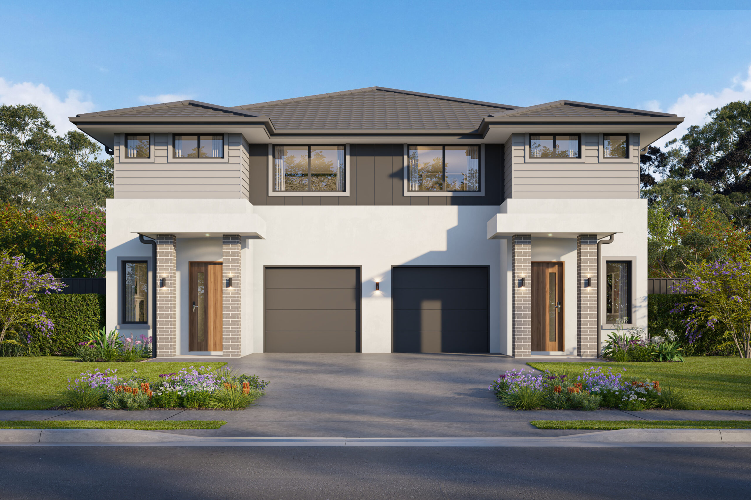 Hudson Homes Duplex Experts Australias Best Home Builder Maize Classic Plus Facade (duplex 2 Stry)