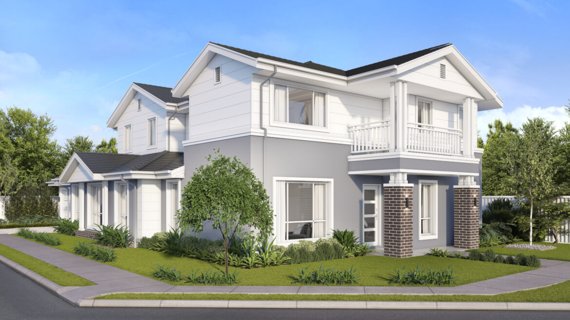 Hamptons Front & Side Facade (h2) Double Storey